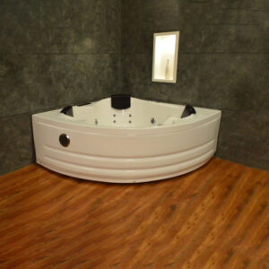 Corner Massage Bathtub – 8-Jet Acrylic Spa Tub with Waterfall Spout, LED Light & Handheld Shower – 1490 x 1490 mm | BT 2020