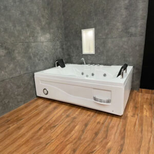 Massage Bath Tub – 1815mm Acrylic Whirlpool Jacuzzi for Two – 8 Jets, Chromotherapy, Waterfall Spout | BT 2025