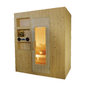 Dry Sauna Cabin – 1800x1200x2000mm – 4.5kW Heater, Finland Pinewood, Digital Control Panel, FM/MP3 Audio System | DS 6002