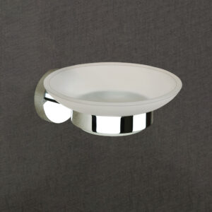 Wall Mounted Glass Soap Dish | Brass with Frosted Glass & Chrome Finish Soap Holder | LBA 106