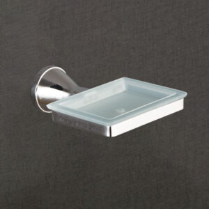 Wall-Mounted Brass Soap Dish with Glass Tray – Chrome Finish | LBA 1606