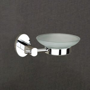 Brass Soap Dish with Frosted Glass Bowl| Chrome Finish | Wall Mounted | – LBA 306
