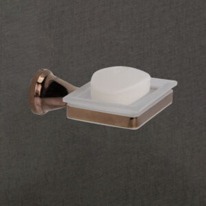 Wall Mount Brass Soap Dish with Frosted Glass – Rose Gold Finish | LBA 3106