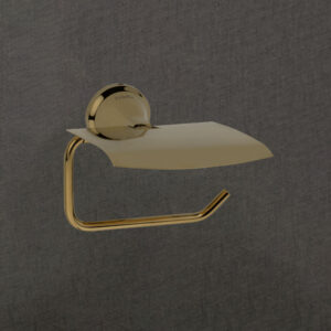 Wall Mount Brass Toilet Paper Holder with Lid | Product Code: LBA 3203 A | Gold Finish