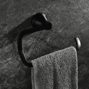 Brass Towel Ring | LBA 3301 | Black Matte Finish| 10 Years Warranty for Colour Finish – Sleek & Modern Bathroom Accessory
