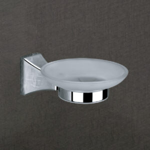 Elegant Soap Dish with Frosted Glass and Brass Holder | Chrome Finish | LBA 606