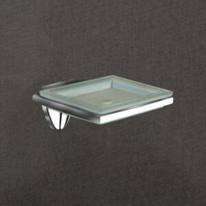 Wall-Mounted Soap Dish with Frosted Glass and Chrome Finish | LBA 706