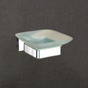 Frosted Glass & Chrome Brass Soap Dish – Compact & Classy | LBA 806