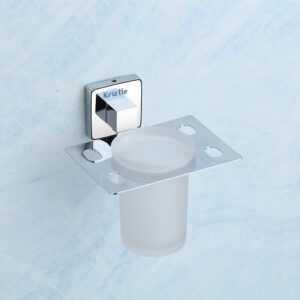 Wall Mounted SS 304 Toothbrush Holder with Tumbler | Chrome Plated Bathroom Accessory | DR-804