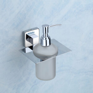 Wall Mounted SS 304 Liquid Soap Dispenser with Frosted Glass Bottle | Chrome Finish | DR-807