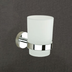 Frosted Glass Tumbler Holder – Chrome Finish | LBA 107