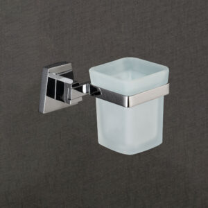 Wall-Mounted Tumbler Holder with Frosted Glass – Chrome Finish | LBA 1507