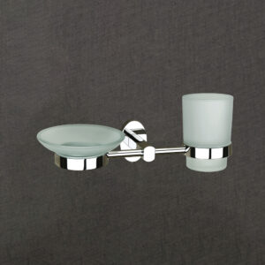 Wall Mounted Soap Dish with Tumbler Holder | Frosted Glass | Bathroom Accessories | LBA 308