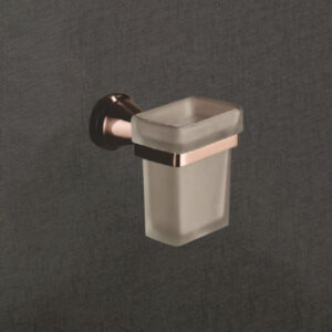 Wall-Mounted Tumbler Holder with Frosted Glass – Rose Gold Finish | LBA 3107