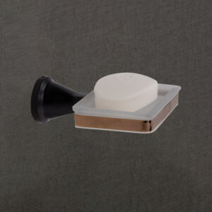 Wall-Mounted Soap Dish with Frosted Glass Tray | Product Code: LBA 3406 | Black & Rose Gold Finish