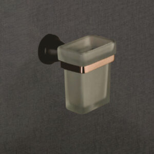 Wall-Mounted Tumbler Holder with Frosted Glass | Product Code: LBA 3407 | Black & Rose Gold Finish