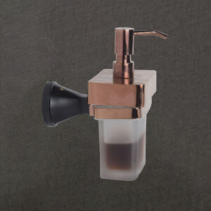 Frosted Glass Soap Dispenser | Black & Rose Gold Finish| LBA 3412