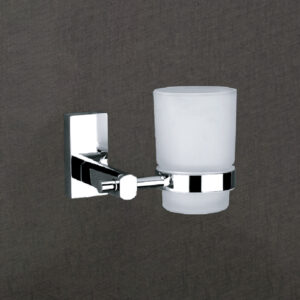 Frosted Glass Tumbler Holder with Chrome Finish | LBA 407