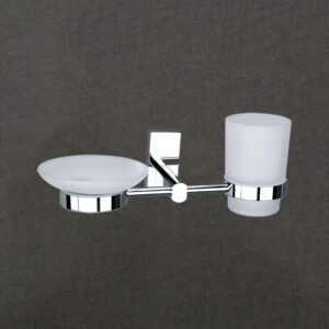 Tumbler Holder with Soap Dish | Dual Utility with Elegant Chrome Finish | LBA 408