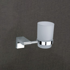 Frosted Glass Tumbler Holder with Chrome Finish | LBA 507