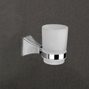 Wall-Mounted Frosted Glass Tumbler Holder | LBA 607 | Brass with Frosted Glass