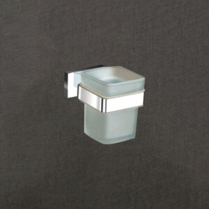 Frosted Glass Tumbler with Chrome Brass Mount – Elegant Utility | LBA 807