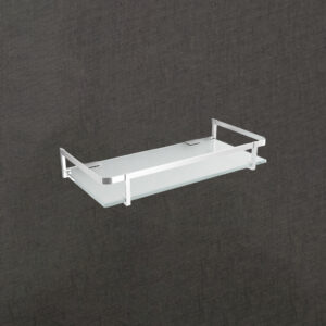 Wall-Mount Large Rectangular Glass Shelf with Brass Side Guard | LGS 2003