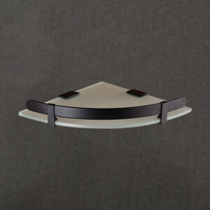 Wall Mount Corner Glass Shelf with Matte Black Guard | LGS 4003