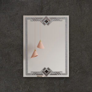 Premium 18x24 in Designer Mirror with Etched Geometric Borders | LM 1006