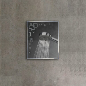 Elegant Rectangular Mirror with Geometric Etching | 18 in x 24 in | LM 1009