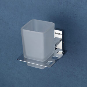 Tumbler Holder | Brass & SS 304 | Wall Mounted with Frosted Glass | PR-404