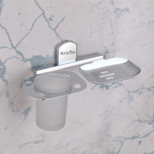 SS 304 Tumbler Holder with Soap Dish – Chrome, Black, Gold+Black & Rose Gold+Black Finishes | VL-209